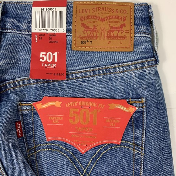 Levi's 501 Boho Jeans NWT 24" X 26" Rose Embroidered Distressed Cropped - Picture 5 of 10